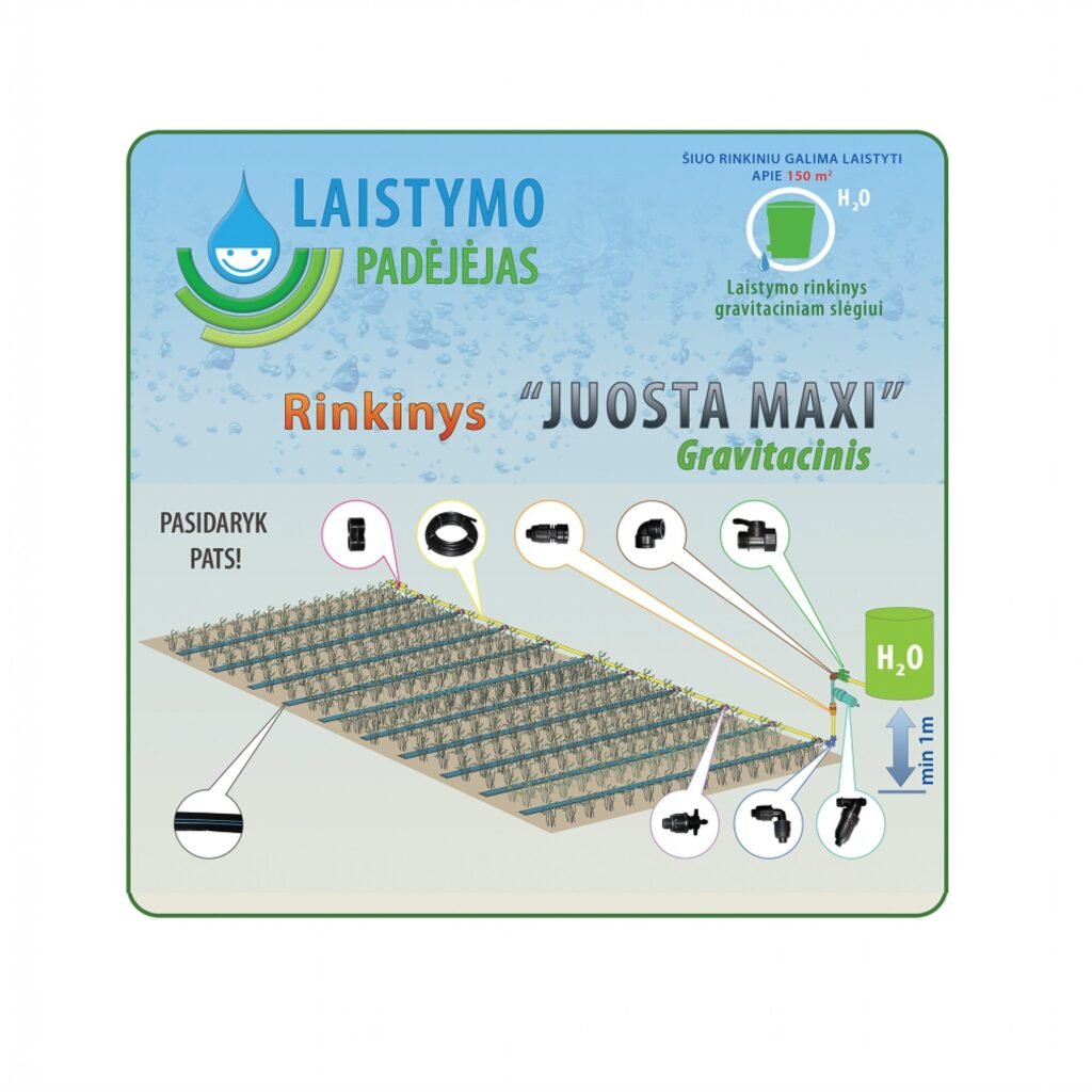 Lašelinio laistymo rinkinys „Juosta Maxi“ gravitaciniam slėgiui
