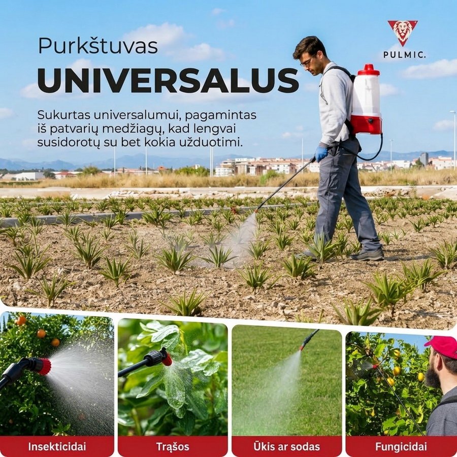 Akumuliatorinis sodo purkštuvas Pulmic Pegasus 15L su ličio baterija + Dovana - Image 5