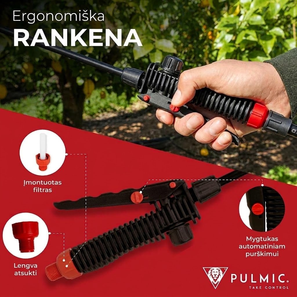 Akumuliatorinis sodo purkštuvas Pulmic Pegasus 15L su ličio baterija + Dovana - Image 10