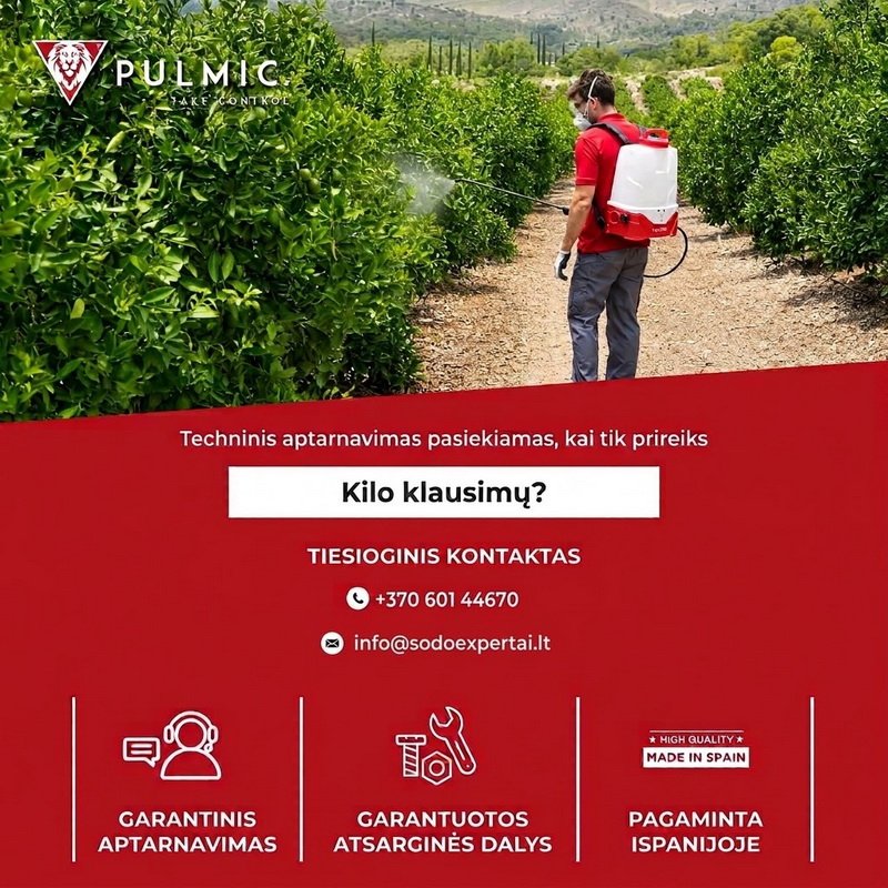 Akumuliatorinis sodo purkštuvas Pulmic Pegasus 15L su ličio baterija + Dovana - Image 11