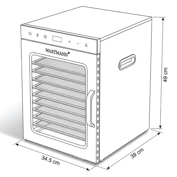 Vaisių džiovyklė Wartmann® WM-2512 DH nerūdijančio plieno, 12 padėklų - Image 14