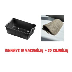 Rinkinys 10 vazonėlių 10 x 14 cm + 30 kanapių pluošto kilimėlių 10 x 12cm