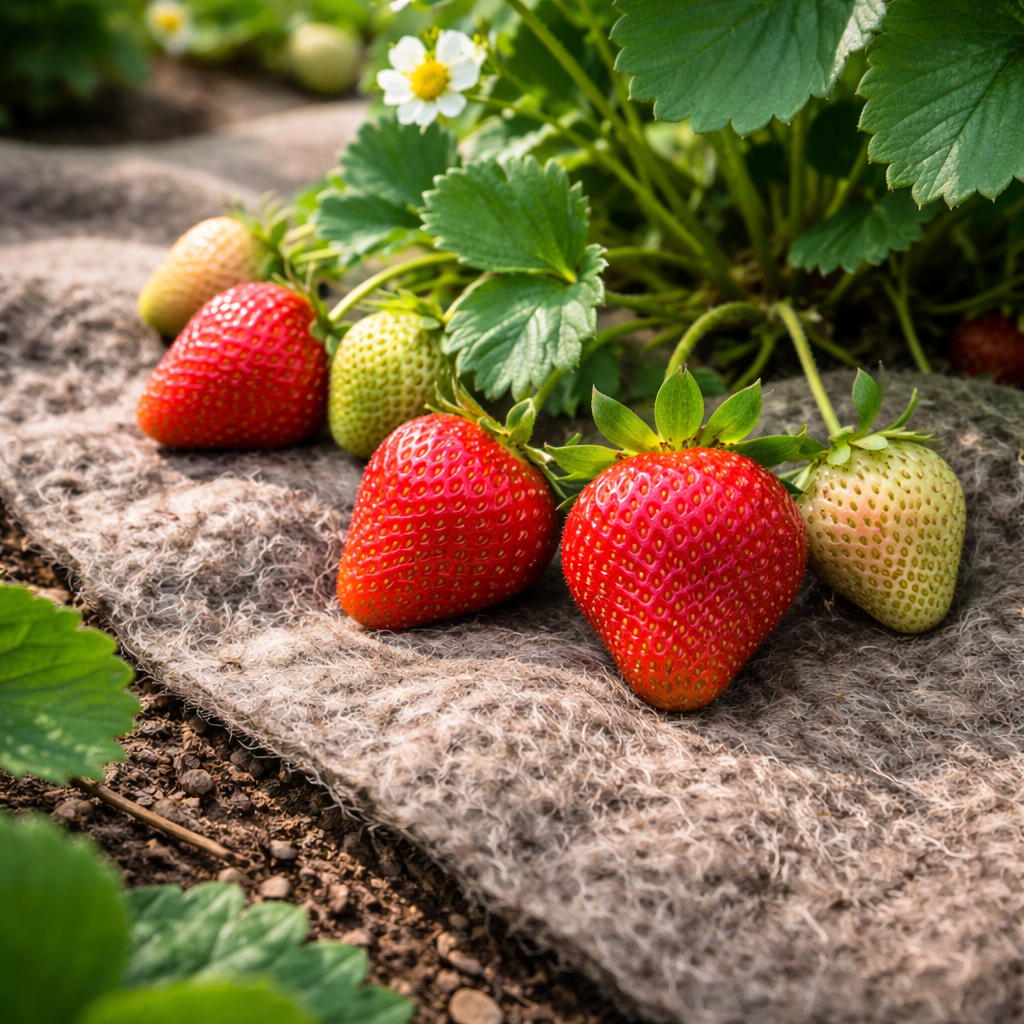 Vilnos mulčio danga braškėms, daržui, šiltnamiui – 255 g/m, 1m pločio - Image 3