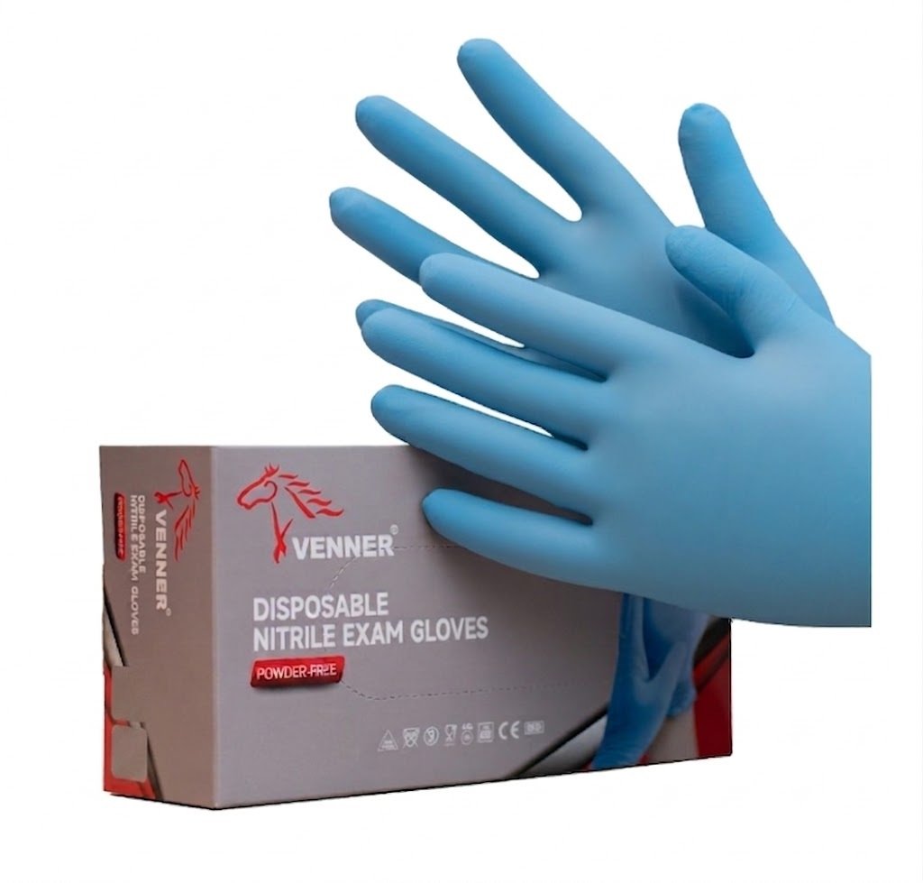 Vienkartinės mėlynos spalvos nitrilinės pirštinės 3.5g