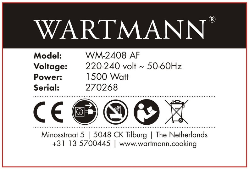 Karšto oro gruzdintuvė Wartmann® WM-2408 AF, 6L, keraminė - Image 3